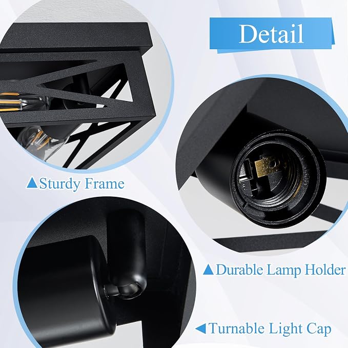 SKEJAO Black Flush Mount Ceiling Light Fixture,4-Light Square Hallway Light Fixtures Ceiling,Light Fixtures Ceiling Mount for Farmhouse,Kitchen,Hall,Bedroom (2 Pack)