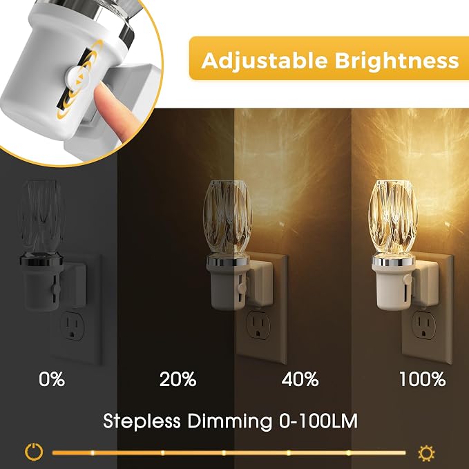 L LOHAS LED Night Light, Dimmable Night Lights Plug into Wall, Light Sensor | Automatic Nightlights Plug in, 3000K LED Nightlight, Crystal Acrylic Decorative, Hallway Bedroom Bathroom[White Base,1 Pack]