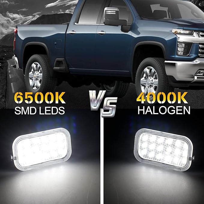 NDRUSH Mirror Light Puddle Light LED Lamp Assembly Compatible with 2007-2014 Chevy Silverado 2500HD 3500HD Tahoe GMC Yukon Suburban 1500