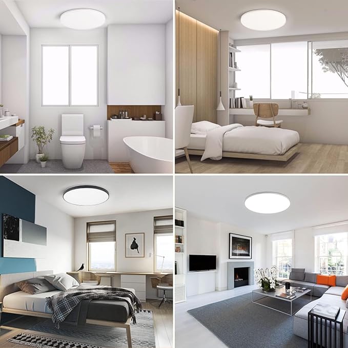 12Pack-12 Inch 3200LM Flush Mount LED Ceiling Lights,White 28W Slim Ceiling Light Fixture Round Day White 6000K Thin Round Flat Ceiling Light 120V Surface LED Ceiling Light 300W Equivalent