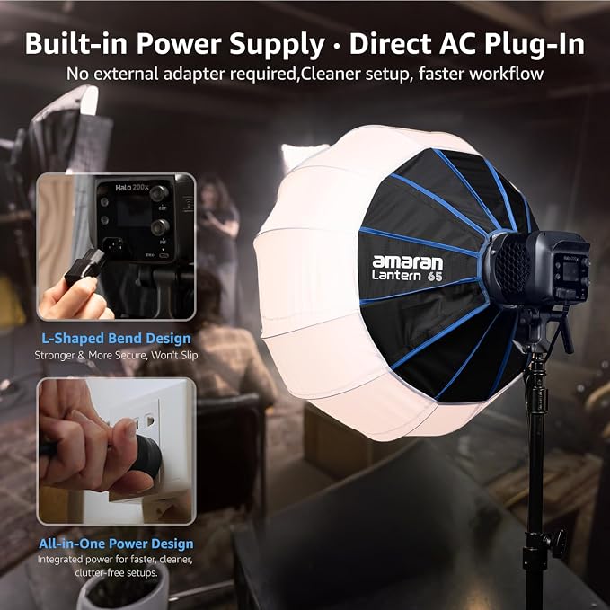 amaran Halo 200x Compact 200W Bi-Color COB Light,LED Studio Light | Bowens Mount 2,700K - 6,500K,9 Lighting FX Continuous Lighting for Photography Recording Streaming APP Control