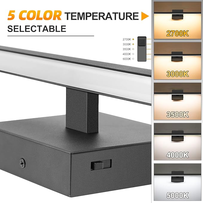 31.5 inch Black Bathroom Vanity Light,18W 5CCT Dimmable LED Bathroom Lighting Fixtures Over Mirror, Modern Vanity Lights for Bathrooms Restroom Mirror- ETL Certified