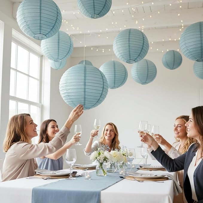 Fun Express 12" Medium Slate Blue Hanging Round Paper Lanterns - 6 Piece