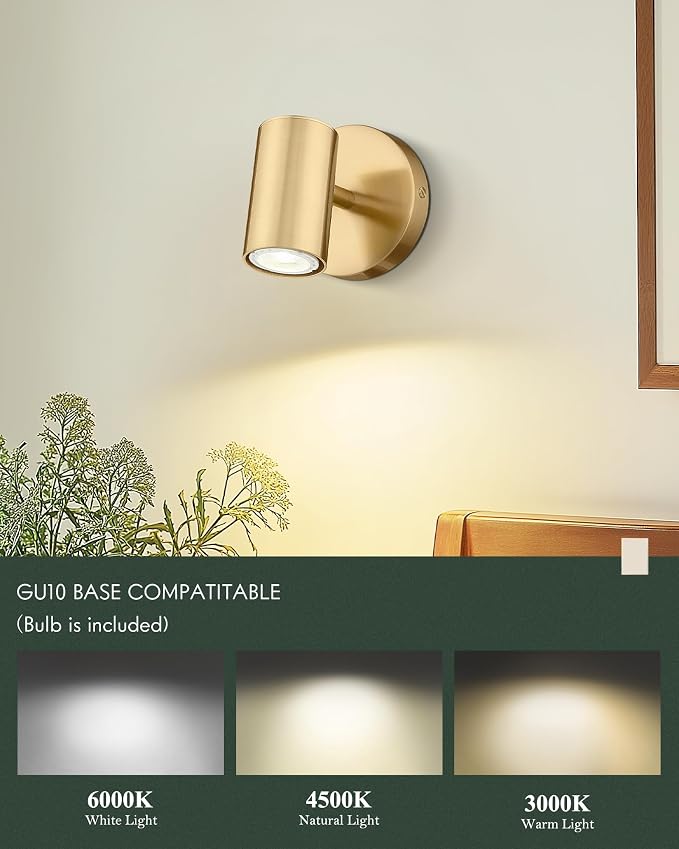 1-Light Wall Sconce,Indoor Up and Down Wall Lamp,Brass Gold | Indoor Wall Lighting for bedroom,hallway,living room,entryway
