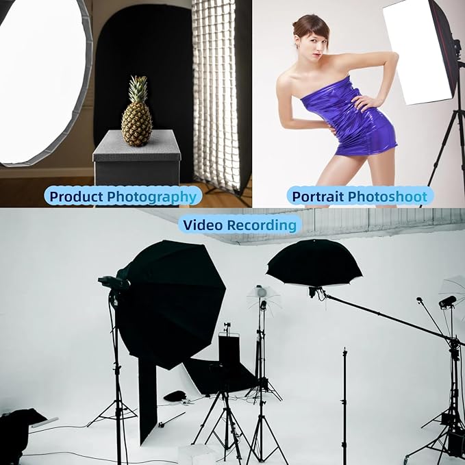 2Pcs 85W Light Bulb 5500K CFL Roas Daylight Spiral Softbox Lighting Kit Bulb in E27/E26 Socket for Photography Photo Box