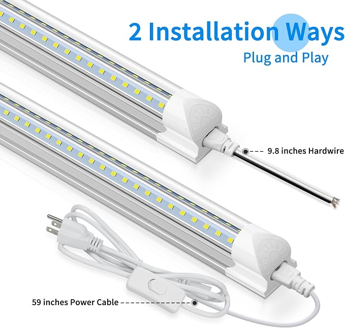 SHOPLED (12-Pack) LED Shop Light 6FT, 60W High Output 8000LM V-Shaped | 6000K Linkable LED Light Fixture for Utility Shop, T8 Integrated Shop Light for Garage, Basement, Warehouse, ETL Listed