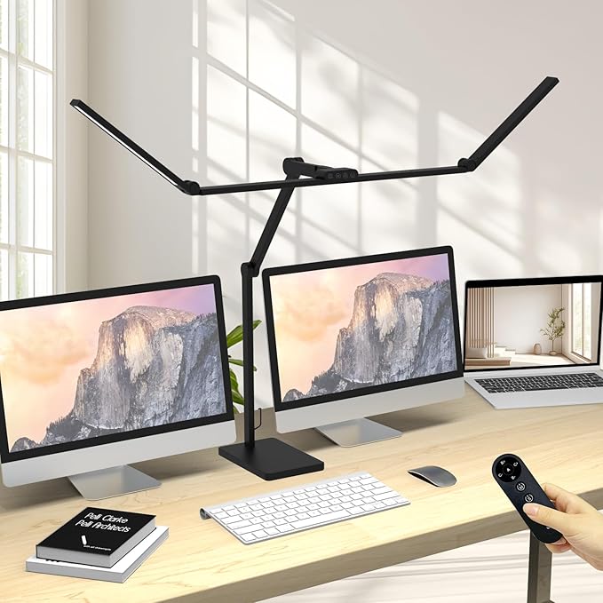 Omorepa 36W 3000LM Ultra Bright Architect Desk Lamp with Base, 47.4Inches Wide Tall Overhead Desk Light for Home Office, Dimmable Table Light with Remote for Desktop Working,Drafting,Reading