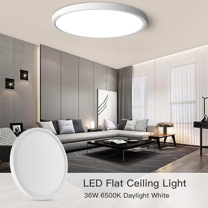 TALOYA Flush Mount Ceiling Light,15.8 Inch,36W,5000K Daylight White | 100–240 VAC Input LED Ceiling Light for Bedroom, Living Room, Porch,Bathroom,Kitchen, Laundry,Hallway and Closet