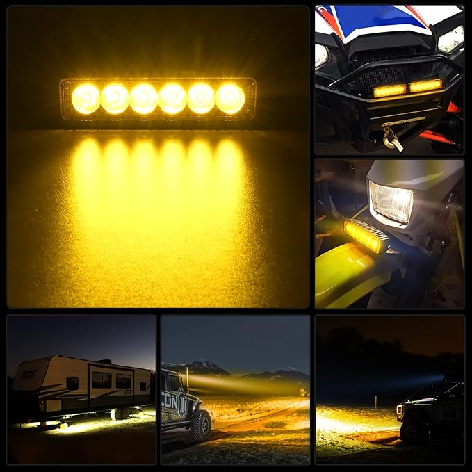 Nilight 6 inch Amber LED Light Bar 2PCS 18W Spot Driving Fog Single Row Off Road Boat Lights Driving Bumper Reverse Lighting for Trucks SUV ATV UTV Golf Cart