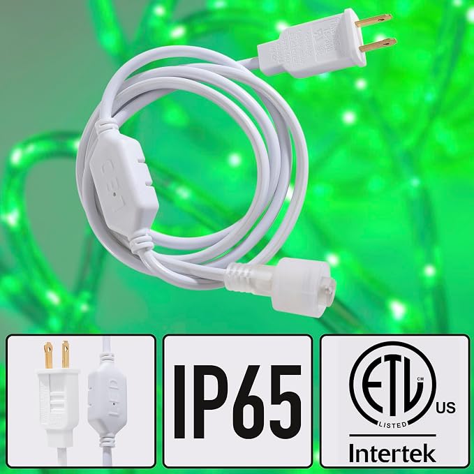 50ft Green Rope Lights, Connectable for Indoor & Outdoor,110V Transparent Flexible Tube Lights,Waterproof LED Rope Lighting For Outside, Deck, Patio, Pool, Camping, Bedroom Decor,Landscape Lighting