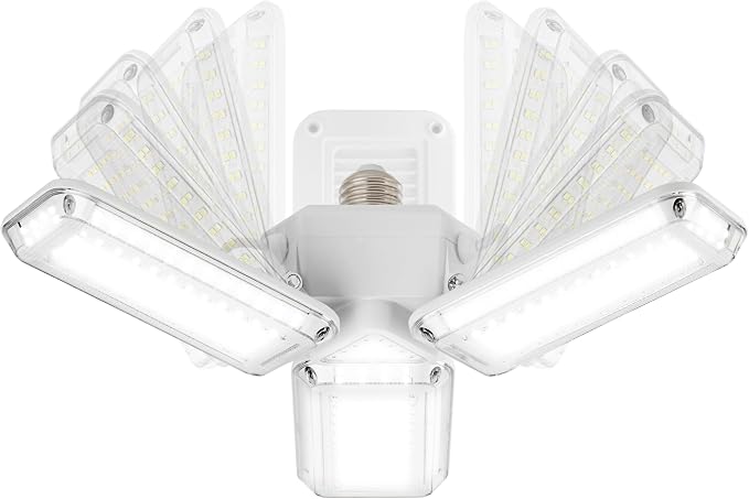 Bell+Howell HighBurst Ultra LED Garage Light Bulb – 8,000 Lumens, Super Bright Screw-in Ceiling Light - Adjustable Multi-Panel Design, for Garage, Shop, Basement, Attic – As Seen on TV
