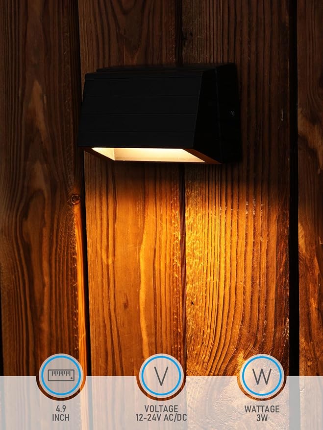 LEONLITE 4-Pack 4 Inch 5CCT Low Voltage LED Fence Lights 3W LED Deck Lights | 1800K/2700K/3000K/4000K/5000K, CRI90, 12-24V AC/DC, Landscape Step Railing Light, IP65, UL Listed Cord, Black, Aluminum