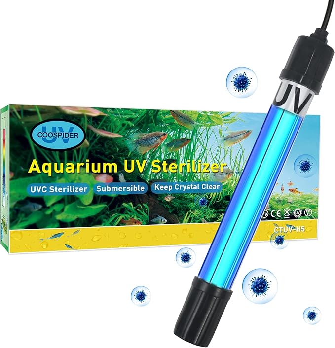 TARARIUM Aquarium Light 5W for 20-75 Gallon Submersible Clean Green Lamp CTUV-H6F/CTUV-H5P/CTUV-H4F/AQ028/IX-120-U-V Replacement Light Bulb