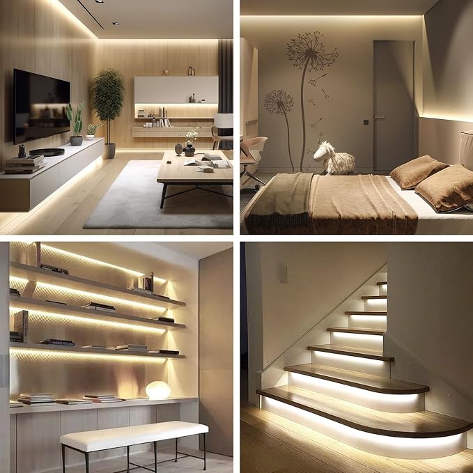 COB LED Strip Lights 100ft,3000K DC 24V Dimmable Warm White | Flexible LED Lights Strip for Bedroom,with Remote&app Control LED Rope Lights for Living Room,Shelf,Cabine(2 Rolls of 50ft)