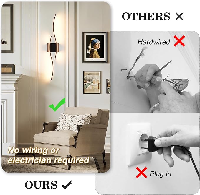 KARTOOSH Wireless Wall Sconces Set of 2, Dimmable LED Sconce with Remote | Battery Operated Wall Sconce with 3 CCT Night-Light Timer Memory Modern Wall Sconces for Living Room, Hallway, Bedroom