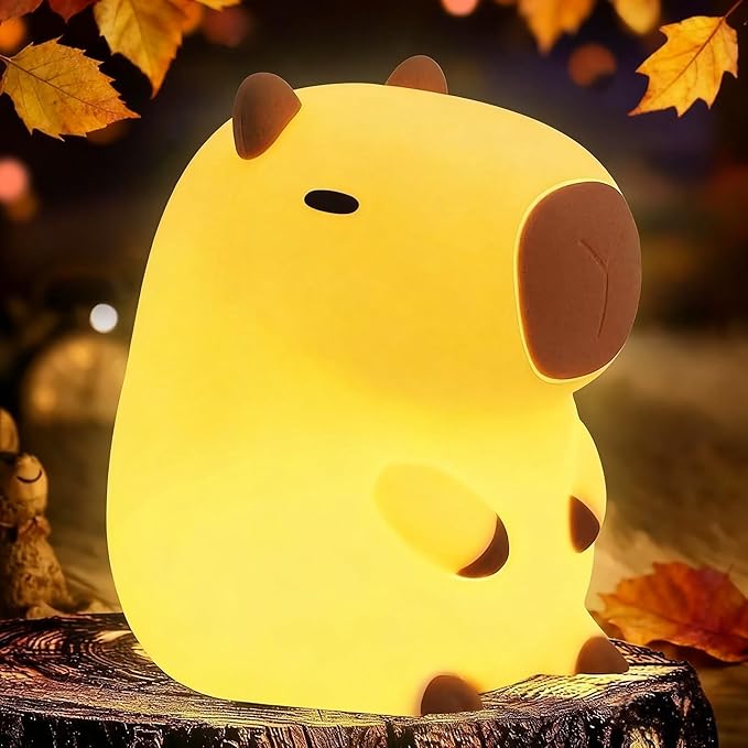 Capybara Cute Night Light, Squishy Capybara Lamp Fun Gift, Rechargeable Dimmable Silicone Touch Nightlight For Kid, College White Elephant Gifts, Capibara Stuff Toy, Baby Nursery LED Décor