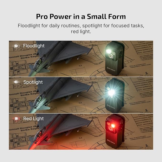 OLIGHT Oclip Pro Rechargeable EDC Clip-on Flashlight, Phantom Squadron | Red Light, 500 Lumens Floodlight, Spotlight, Pocket-Sized, USB-C Charging, Magnetic, for Work, Signaling, Outdoor or Home Use