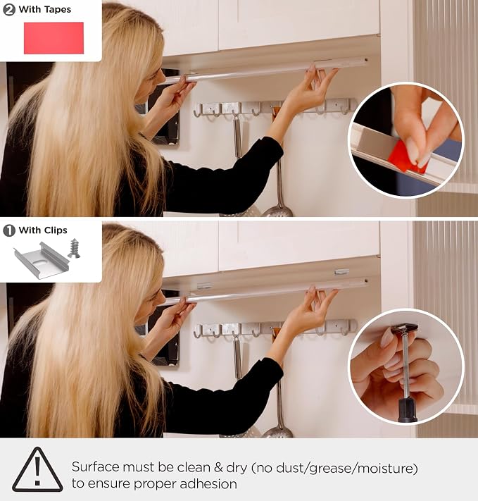 Under Cabinet Lighting Plug in AC120V 3CCT 3000/4000/5000K,Super Bright,Linkable Under Counter Lights for Kitchen,Ultra Slim LED Cabinet Light for Closet,Shelf,Sink,ETL Listed(16inch,White,2Pack)