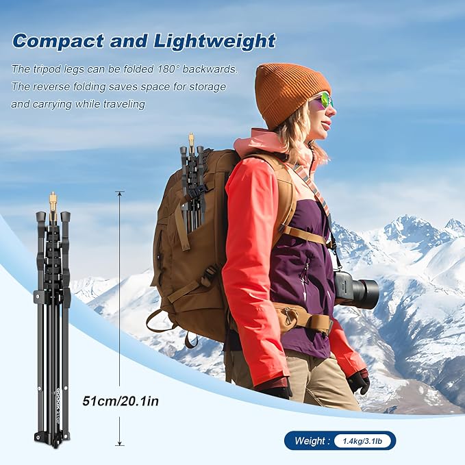 Godox Light Stand 210CM/83.9 in Extendable Photography Light Stand with 1/4” & 3/8” Universal Screw Reversible Portable Studio Lighting Tripod with Carry Bag Portable for Strobe Light Camera Softbox