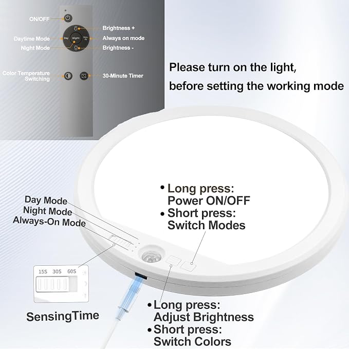 OSIDEN Rechargeable Motion Sensor Ceiling Light with Remote | Wireless Magnetic Stick on Closet Light Battery Operated Ceiling Lights for Shed Hallway Porch Stairs Garage Pantry