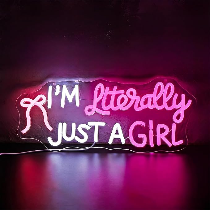 Neon Sign, HSJNJKFU Dimmable Led Neon Signs for Wall Decor, White & Pink Light up Signs for Room Home Decor - Led Sign USB Powered