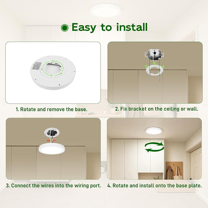 hykolity 7Inch Selectable CCT LED Flush Mount Ceiling Light,1500LM,2 Pack | 15W 3000K/4000K/5000K, Edge-Lit Flush Mount Ceiling Light Fixture for Kitchen, Bedroom, Laundry and Closet Room,White