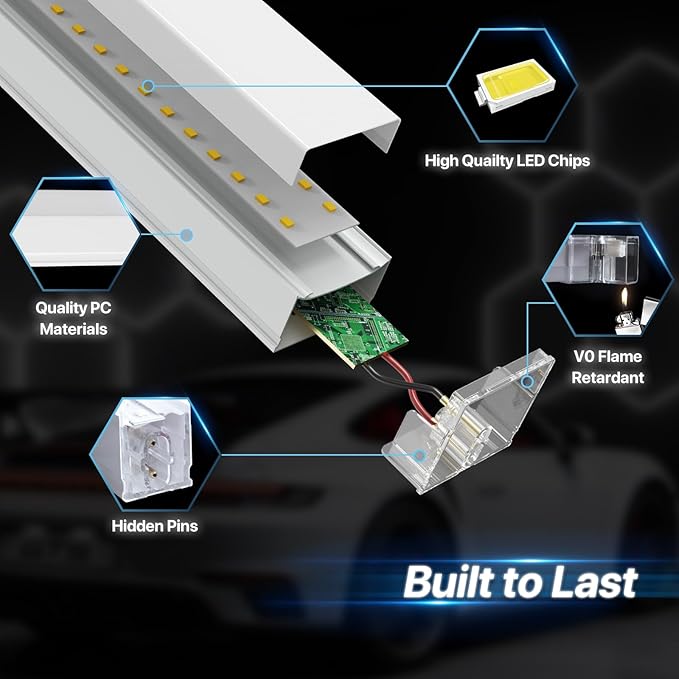 HYPERLITE Gen II Hexagon Garage Lights: 245W 24500LM 8 Grids Hexagon Led Light, 6500K Ultra Bright Honeycomb Hex Lights, Durable Design for Garage, Shop, Basement, Barber, Homegym