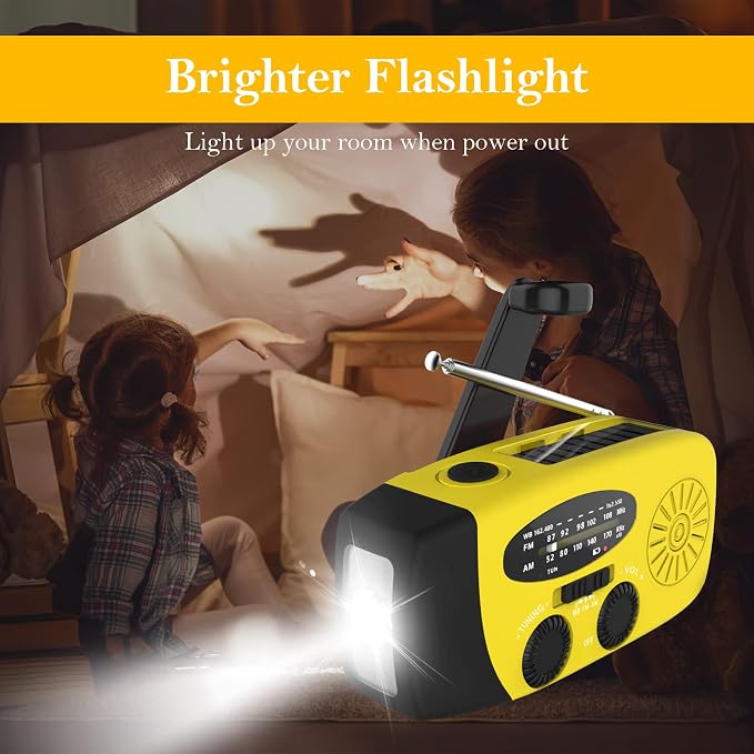 RunningSnail Hand Crank Radio with LED Flashlight, for Power Outage | AM FM NOAA Emergency Weather Radio,2000mAh Phone Charger,Hand Cranked,Solar Panel