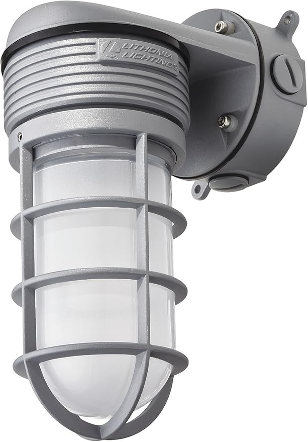 Lithonia Lighting Wall Mount LED Vapor Tight, 600 lumens, 4000K, Gray | Rugged Die-Cast Aluminum Housing, Wet Location Listed, Cool White Light, 15 Watts, 120 Volts (OLVTWM M6)