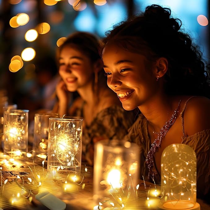 12-Pack Fairy String Lights, 7ft 20 LEDs Each, Battery Operated Copper Wire Lights, Warm White Decorative Lights for Wedding, Party, Christmas, Holiday Décor & DIY Crafts