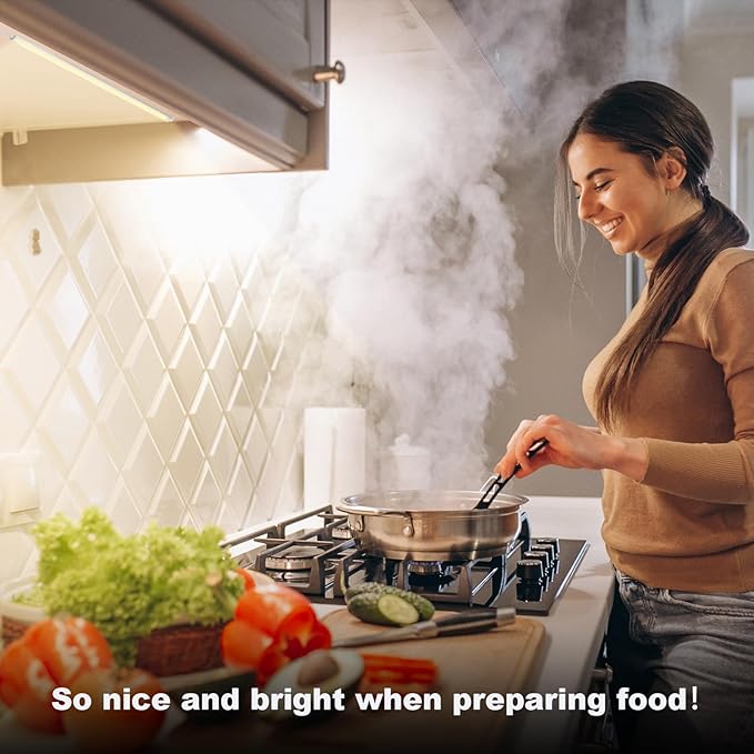 6PCS x 12 inch Under Cabinet LED Lights 4500K, Dimmable Under Counter Lights for Kitchen, Led Under Cabinet Lighting, Plug-in Under Cabinet Lights with Memory Function, Daylight White