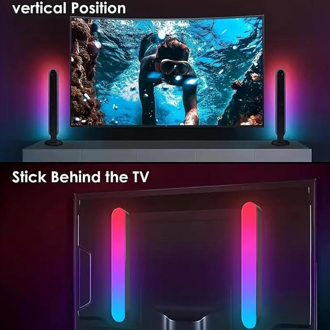 2pcs Smart LED Light, RGB Ambient Light Bars, Rhythm Lamp, Remote and APP Control, Music Sync Backlight for Gaming TV Bedroom, Desktop Lamp with Color Adjustable, timed Control