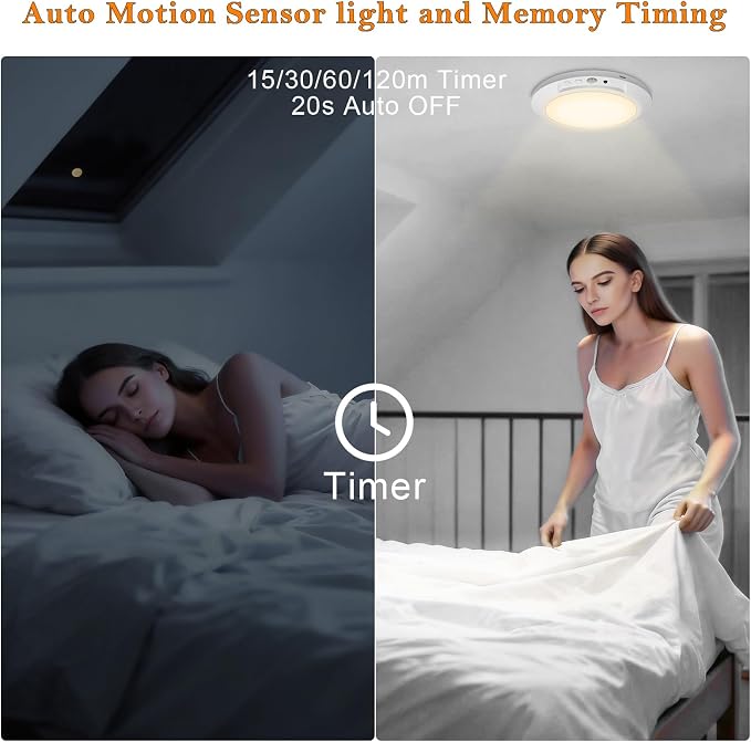 Motion Sensor Ceiling Light Battery Operated with Remote, 4 Pack Wireless Rechargeable Ceiling Lights Indoor, 3CCT Dimmable Closet Night Light for Shower Stairs Shed Hallway Porch RV and Tent