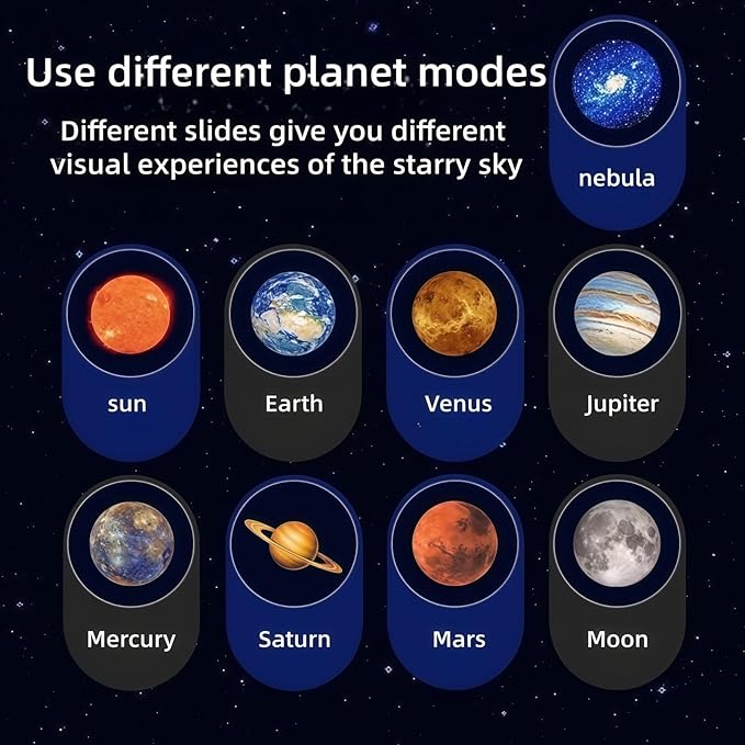 Galaxy Star Projector Night Light with USB, 9 Planet Modes Nebula Lamp, Flexible Gooseneck Design for Room Ceiling, Space Theme Ambient Lighting