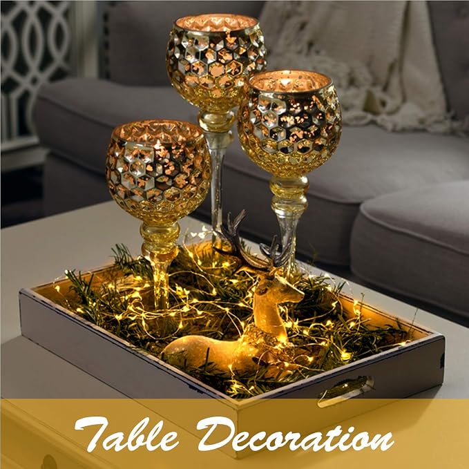 6 Pack 7Ft Starry String Lights No Remote Fairy String Lights,20 LED Amber | 20 Micro Starry Amber LEDs,Waterproof Copper Wire,CR2032 Battery Included,DIY Wedding Centerpiece,Party,Christmas Table Decor