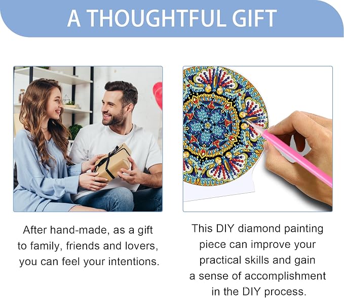 JISHSHAY Diamond Painting Night Light Diamond Art Table Lamps Gem Art LED Lights Gem Painting Desk Lamp Mosaic Kits for Adults DIY Kits for Adults Paint by Numbers Special Shaped Mandala