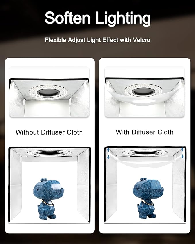 DUCLUS Light Box Photography, 16x16 Inch Photo Light Box with 160 Dimmable LED Lights (CRI 97+), 6 PVC & 2 Paper Backdrops, Portable Studio Box for Product Photography: Jewelry, Food, Shoes