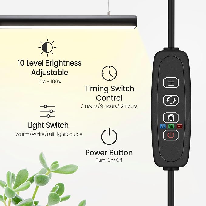 Grow Lights Indoor Plants, 20W 169 LED Full Spectrum with Timer | Hanging Plant Growth Light with Adjustable Dimmable On/Off Switch,16.8in Height Stand Vertical Lamp for Seed Starting Growth