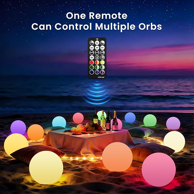 LOFTEK 16-inch Rechargeable LED Glow Ball, Waterproof Globe Lamp w/Remote | 16 Colors Change Night Light, Auto Timer, Cordless & Dimmable Large Floor Lamp for Home Patio Decor Living Room