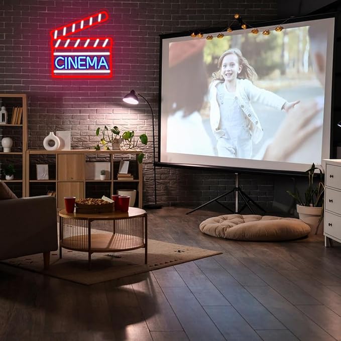 Cinema Neon Sign for Wall Decor Clapperboard Neon Light Film LED Sign Movie Neon Light Sign for Bar Home Movie Theater Film Room Wall Decor