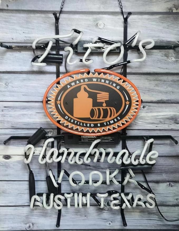 Handmade Real Glass Neon Tube Beer Tito's Vodka Handmade Vodka Neon Signs For Home Bar Man Cave Pub Store Restaurant Wall Decor Artwork Wedding Decor Neon Birthday Party Gifts 24 X 20 Inches