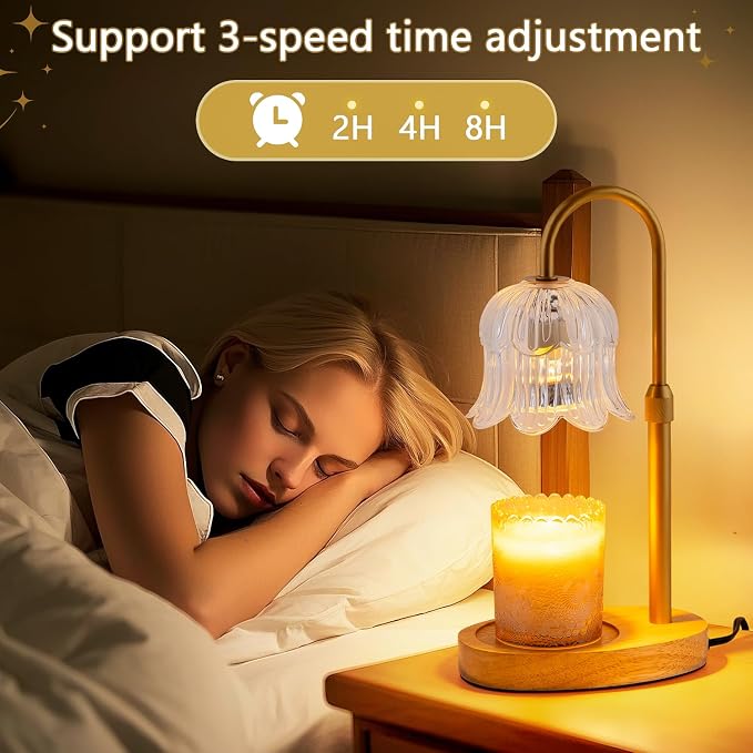CRMILL Candle Warmer Lamp Electric Timer - Candles Height Control Dimmable Warmers Scented Lamps No Flame Heat Warm Melt Wax Jar Modern Home Decor Table Lights for Home Living Bedroom