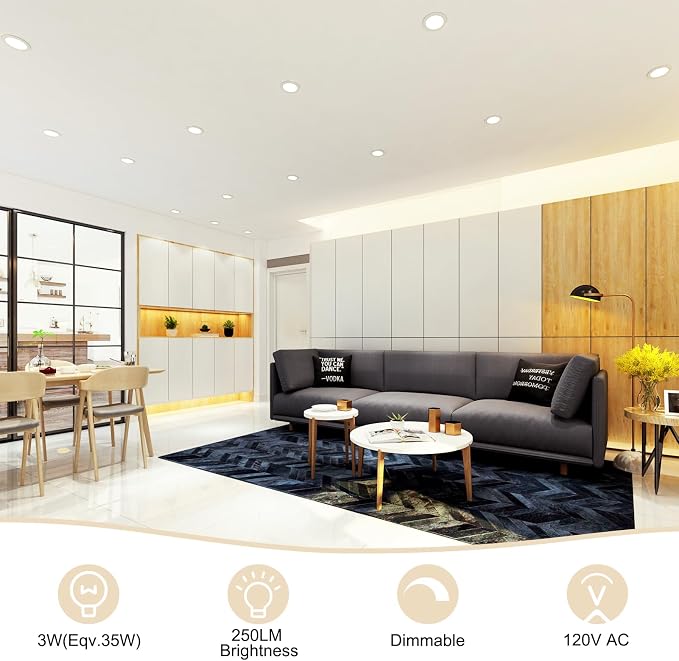2 Inch LED Recessed Lighting, Dimmable Downlight 3W(35W Halogen Equivalent), CRI80, 4000K Natural White Ceiling Light with LED Driver (24 Pack)