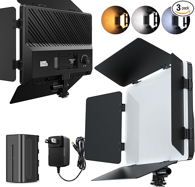 Photography Lighting Camera Video Light 20W Kit Suit with Adapter/Battery 4400mAh Bi-Color Dimmable 2500-6500K Led Studio Streaming Photo Shooting Light for Outdoor Live Streaming