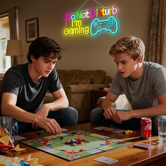 Do Not Disturb I AM Gaming Neon Sign Bright Large Colored Dimmable LED Headset Gamer Light and USB Powered Headphone Light Up Game Signs for Game Zone Video Room Boys' Bedroom Wall Decor