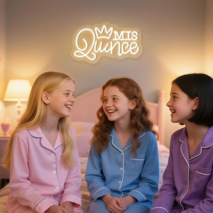 Mis Quince Neon Sign for Wall Decor Dimmable LED Sign Neon Lights for Bedroom Light Decoration for Birthday Party Room Decoration Gift for Girl Kid Lover 40CM*23CM Warm White