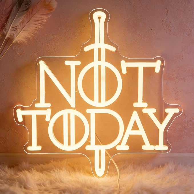 Not Today Neon Sign Anime Sword Neon Light for Wall Decor Anime Game Led Sign Kids Gift Bedroom Party Dorm for Man Cave Living Room Christmas Party