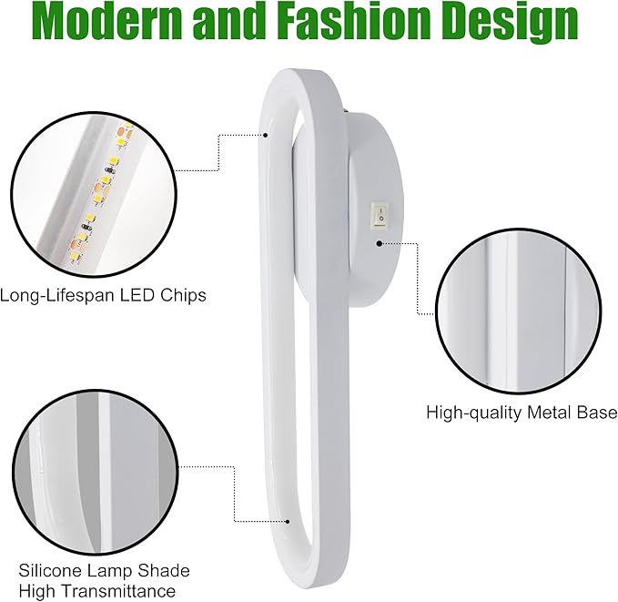 12V LED RV Vanity Sconce with Switch - 9W 480LM Decorative Bedside Reading Light for RV, Motorhome, Camper, Trailer, Boat & Tiny Home - 3500K Warm White