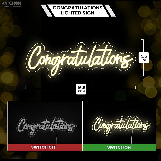 KatchOn, Congratulations Neon Light Sign | Congratulations Light Up Sign For 2026 Graduation Decorations | Graduation Decorative Lights | Backdrop for Grad Decorations Class of 2026