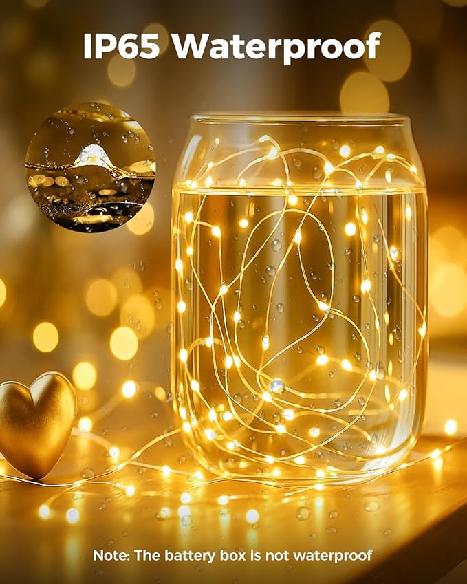 btfarm 12 Pack Fairy Lights Battery Operated, 7FT 20 LED Mini String Lights Waterproof Silver Wire for Mason Jars Centerpiece Table Crafts Bedroom Christmas Decoration, Cool-Warm White